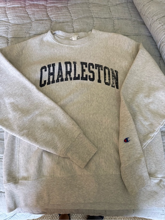 Champion Tops - Champion Light Gray Crewneck Sweatshirt with CHARLESTON Chest Print